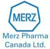 A blue and white logo of merz pharma canada ltd.